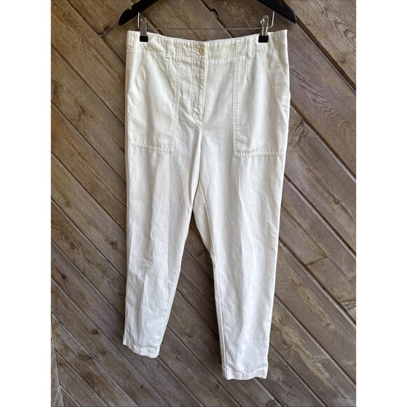 Talbots Slim Cargo Pants Cream Ivory Ecru Size 10 - Picture 1 of 5